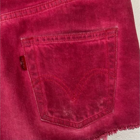 Levi’s 501 cut off distressed cut off cheeky red denim button fly grunge 0 / 25 - Picture 7 of 11